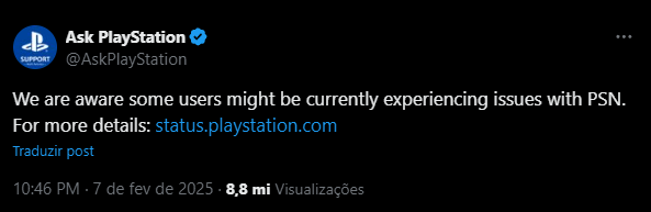 PSN: Sony comenta que está ciente da queda da PlayStation Network